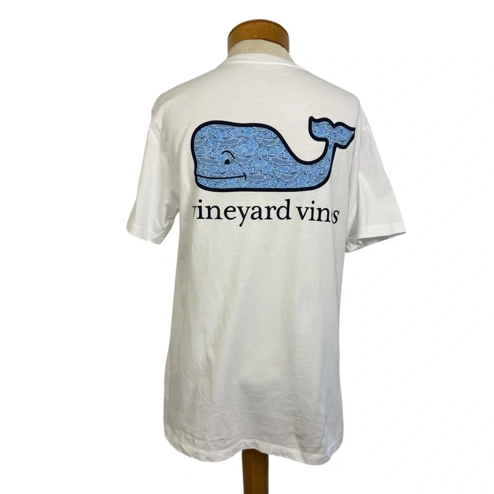 Vineyard Vines Men’s XS Tarpon Fish Sketch Whale Pocket Tee Short Sleeve White